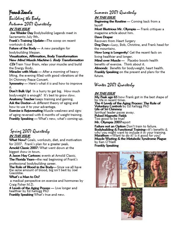 2007 Newsletters Building the Body - 4 Issues