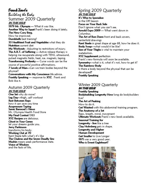 2009 Newsletters Building the Body - 4 Issues