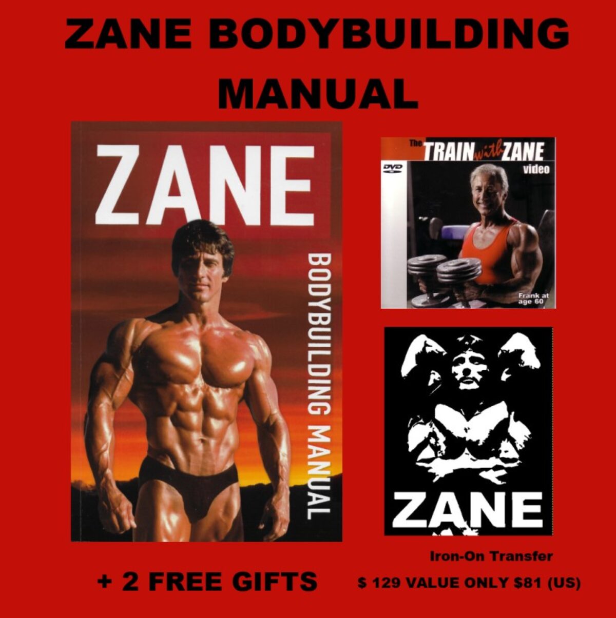 Zane Bodybuilding Manual + 2 FREE Gifts (DVD +Iron-On Transfer)